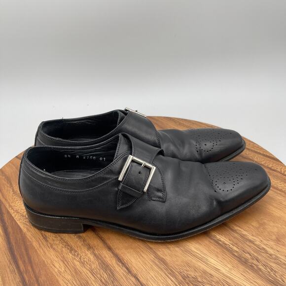 Broletto Oxfords Mens 8.5 M Black Leather Monk Strap Dress Shoes MADE IN ITALY main image 4